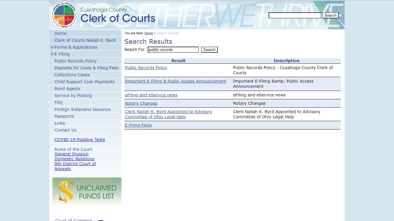 Search Results - Cuyahoga County Clerk of Courts